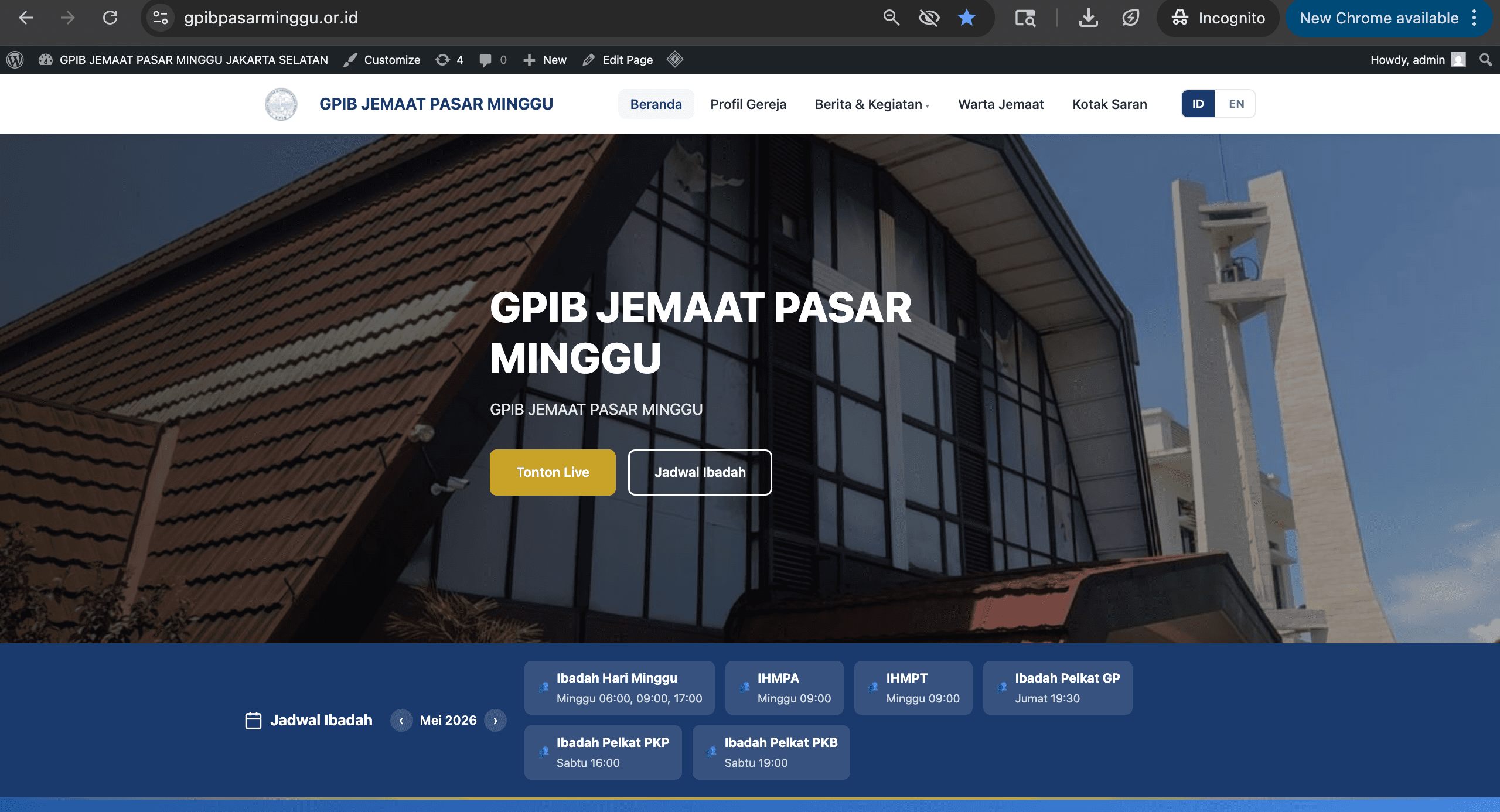 Jasa pembuatan website gereja - contoh buatan SSI