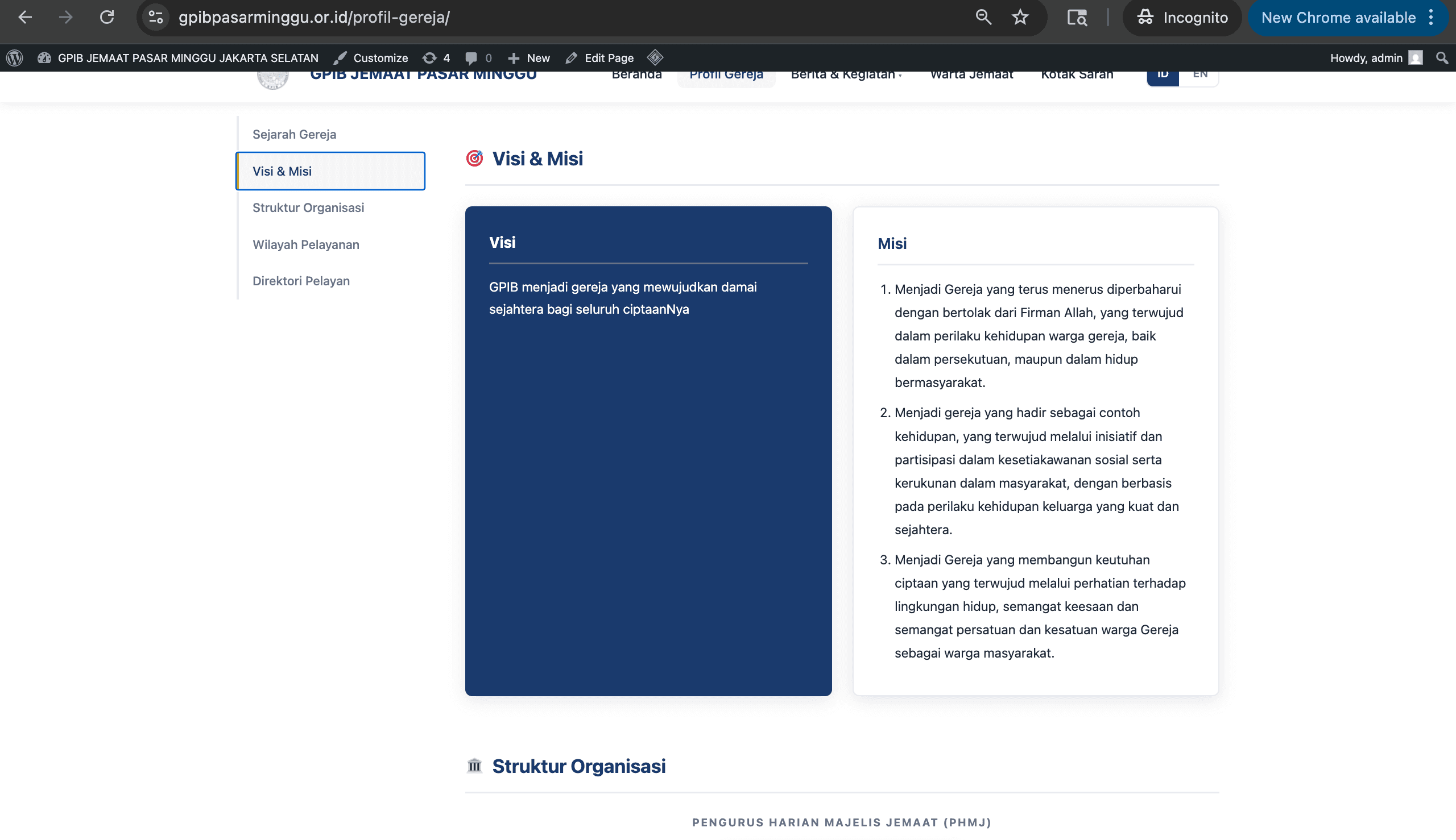 Contoh website company profile buatan SSI - Visi, Misi & Tujuan