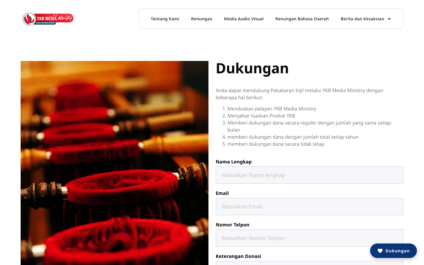 Contoh website wordpress buatan SSI - Formulir Donasi